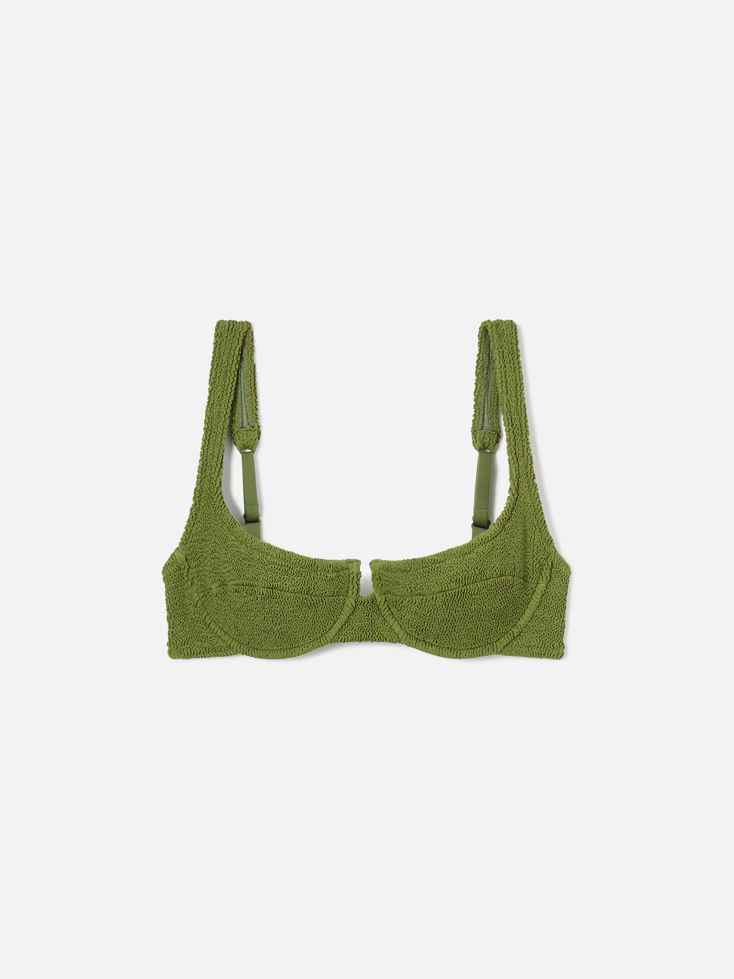 Amira Balconette-Bikinioberteil aus Crinkle-Stoff in Militärgrün 