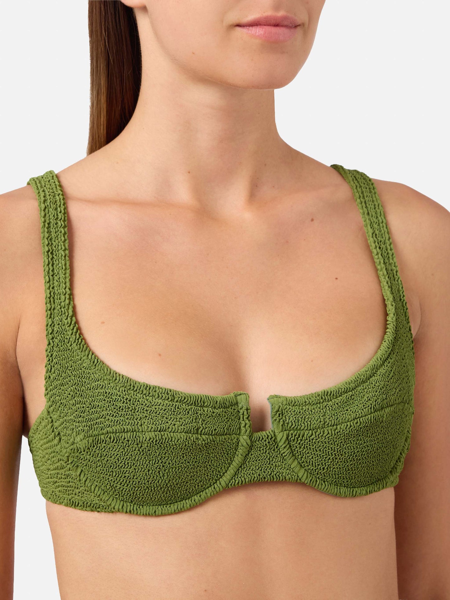 Amira Marielle Bikini in Military-Grün aus Crinkle-Stoff 