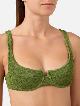 Amira Marielle Bikini in Military-Grün aus Crinkle-Stoff 