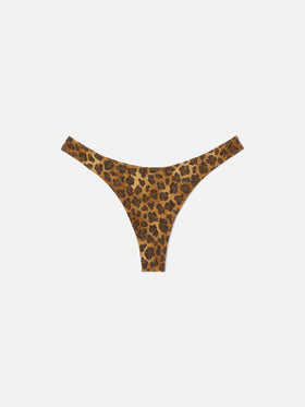 Naomi brazilian bikini bottoms in lurex fabric with animal print