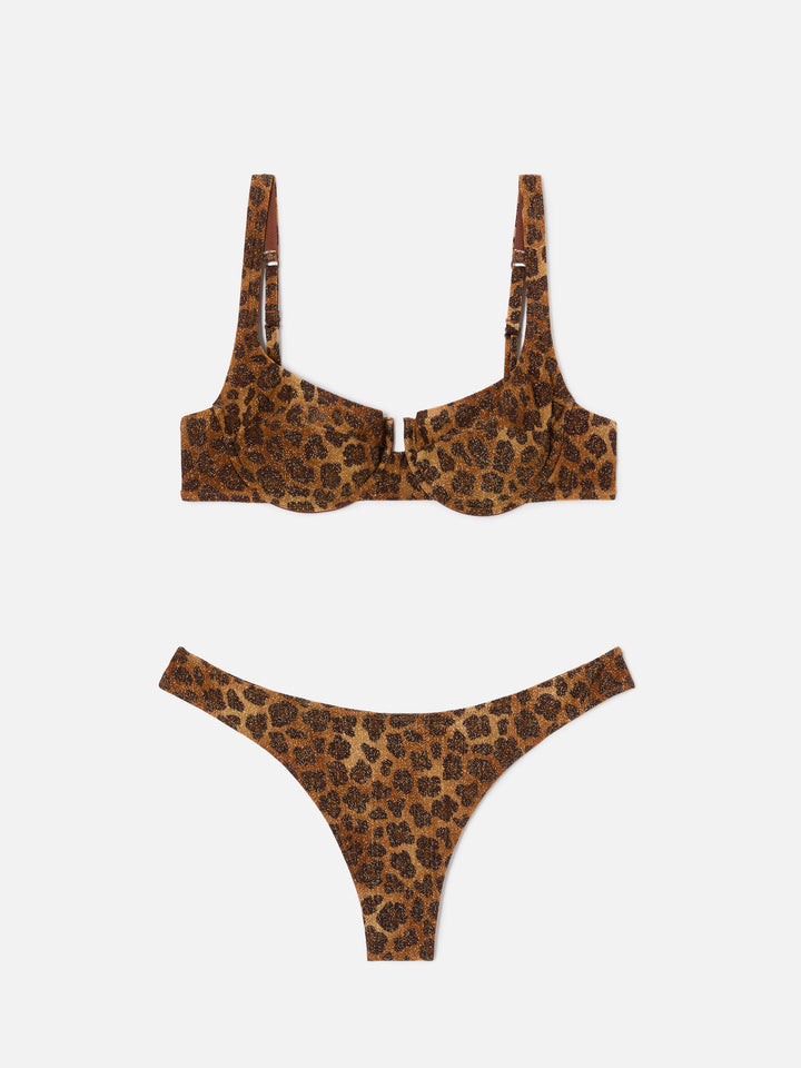 Bikini Amira Naomi in tessuto lurex con stampa animalier