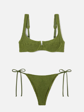 Amira Marielle Bikini in Military-Grün aus Crinkle-Stoff 