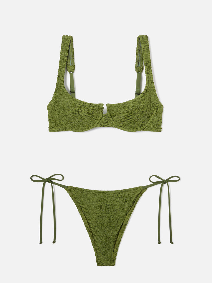 Amira Marielle Bikini in Military-Grün aus Crinkle-Stoff 