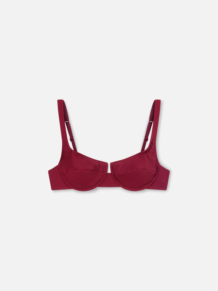 Top de bikini balconette Amira en burdeos liso 