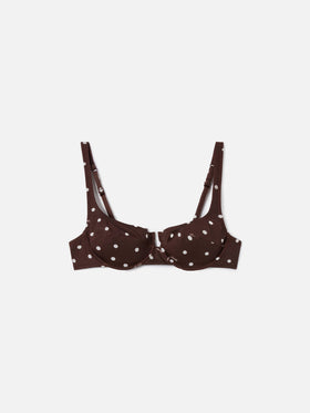 Top bikini Amira balconette con stampa a pois