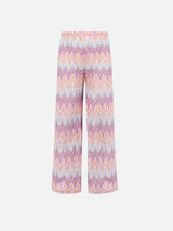 Amalia Jr raschel knit wide-leg pink trousers