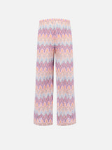 Amalia Jr raschel knit wide-leg pink trousers