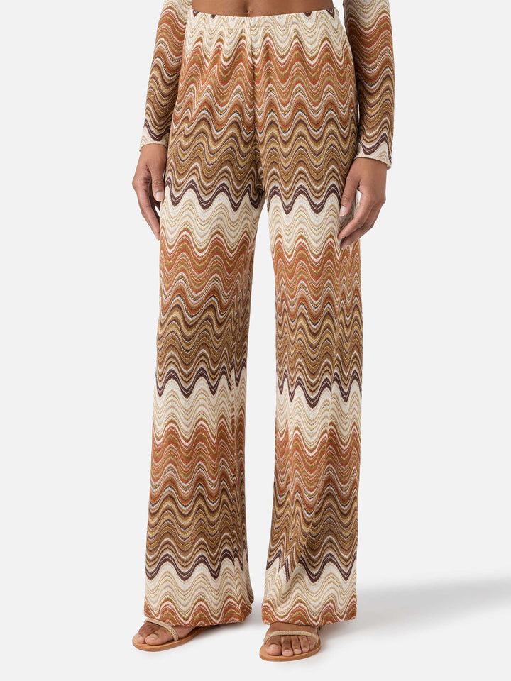 Brown Amalia degradé raschel long trousers
