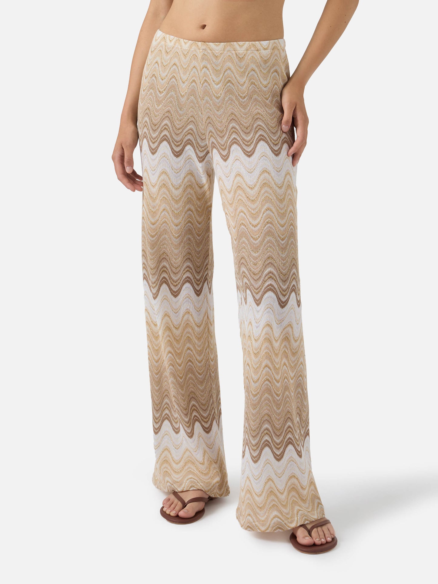 Pantalone lungo Amalia in raschel degradé beige