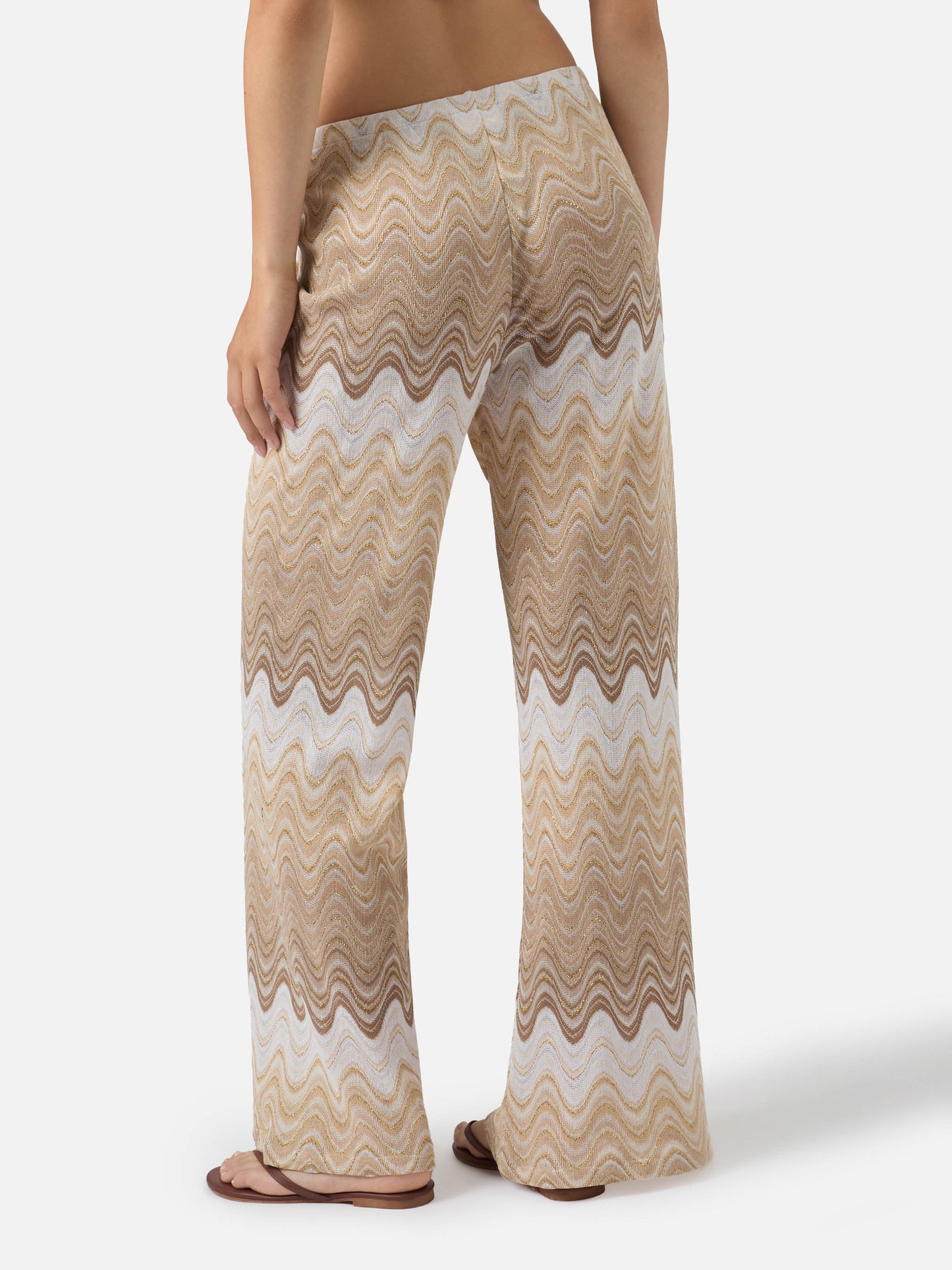 Pantalone lungo Amalia in raschel degradé beige
