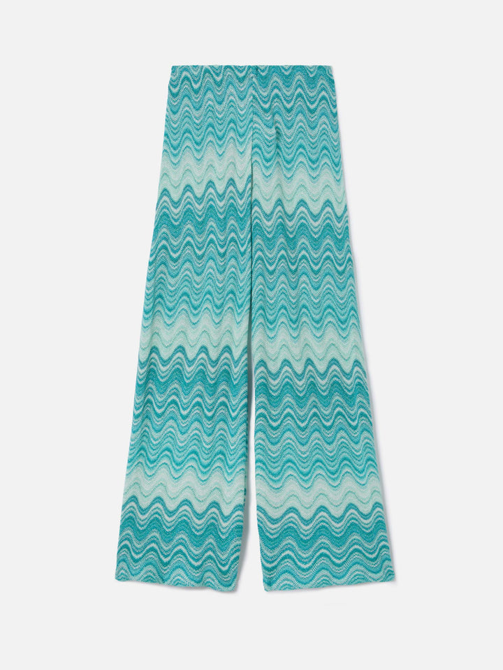 Pantalone lungo Amalia in raschel degradé verde acqua
