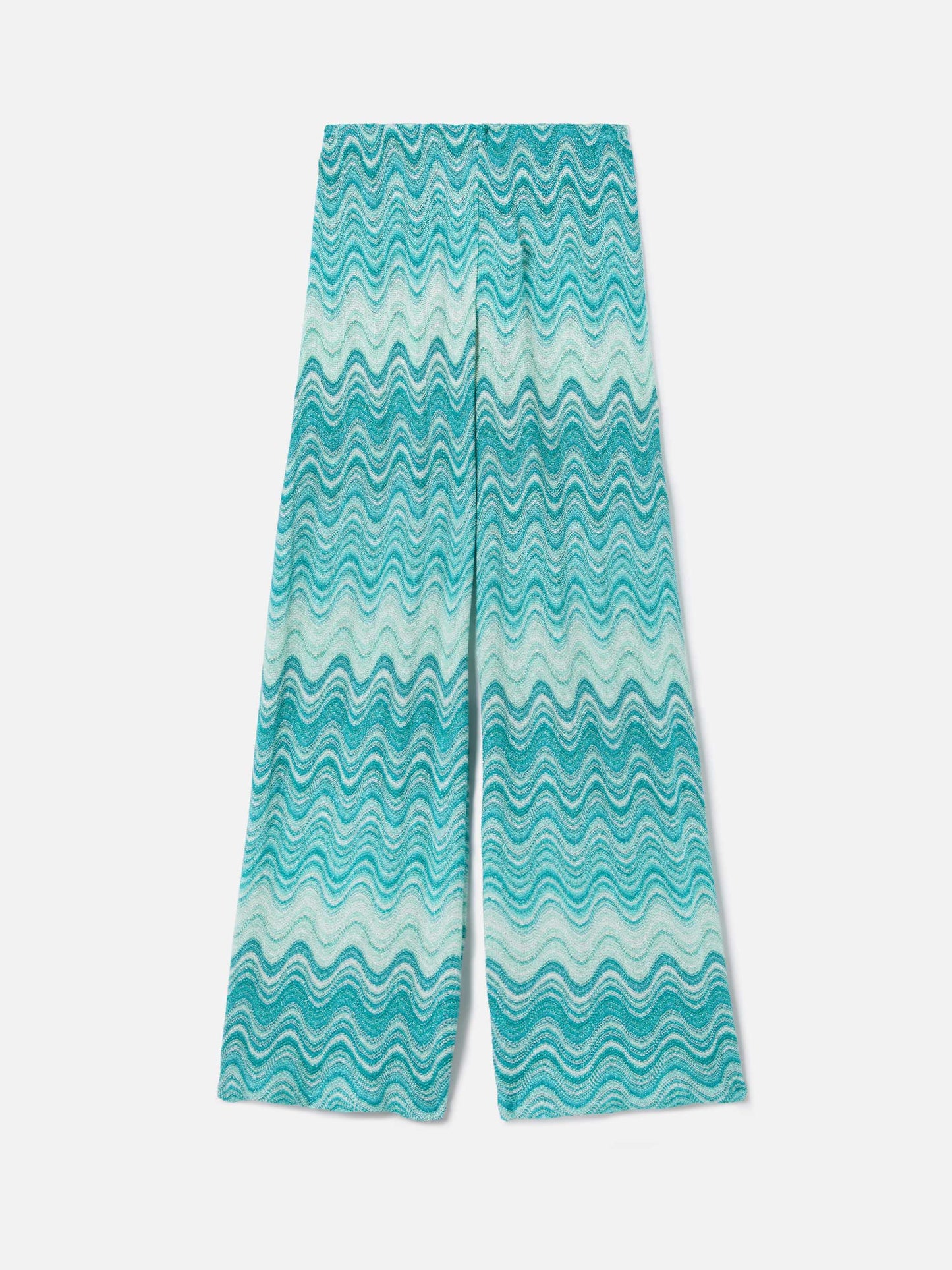 Lange Amalia Raschel-Hose in Aqua Green mit Dégradé-Effekt 