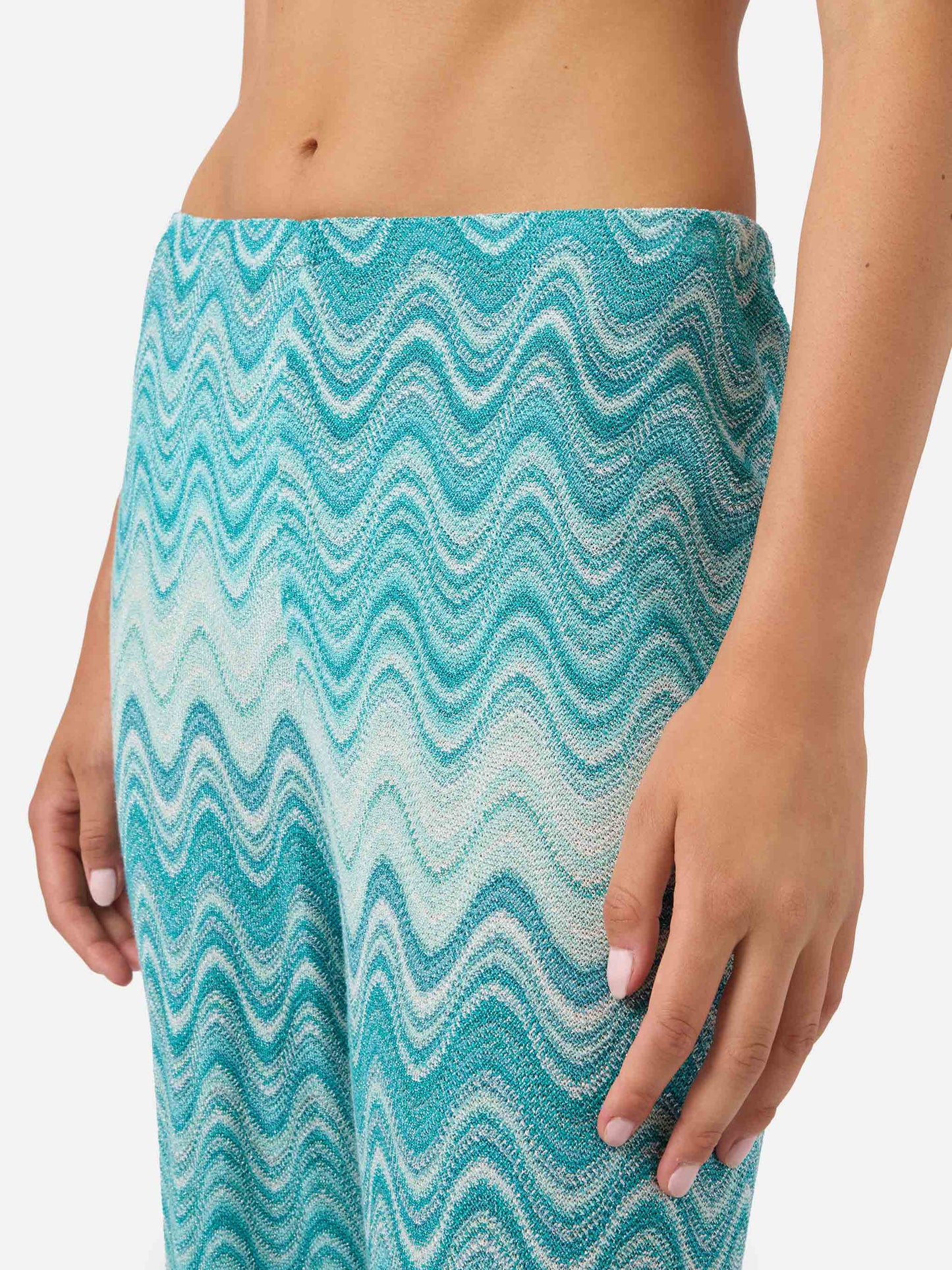 Pantalones largos Amalia raschel degradé verde agua 