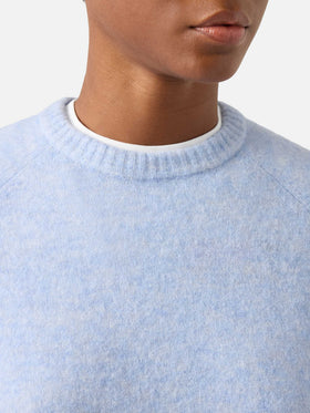 Pull col rond Light blue Ammy en doux mélange de laine d’alpaga 