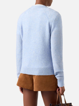 Pull col rond Light blue Ammy en doux mélange de laine d’alpaga 