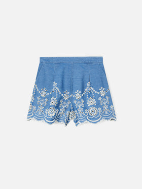 Shorts Amani in cotone con ricamo sangallo