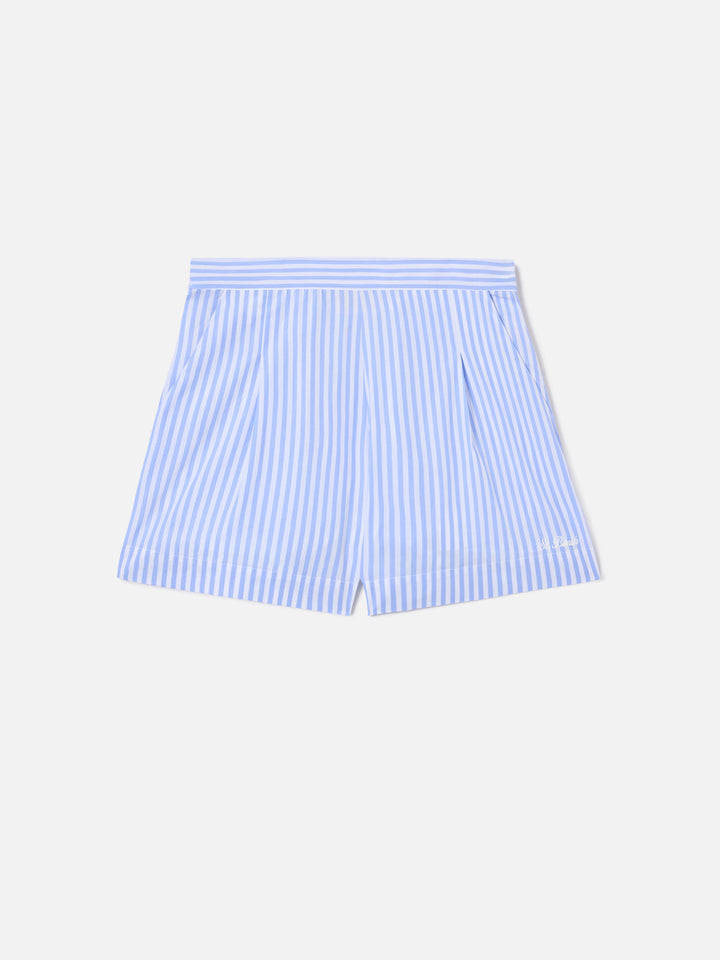 Shorts Amani in cotone a righe azzurre 