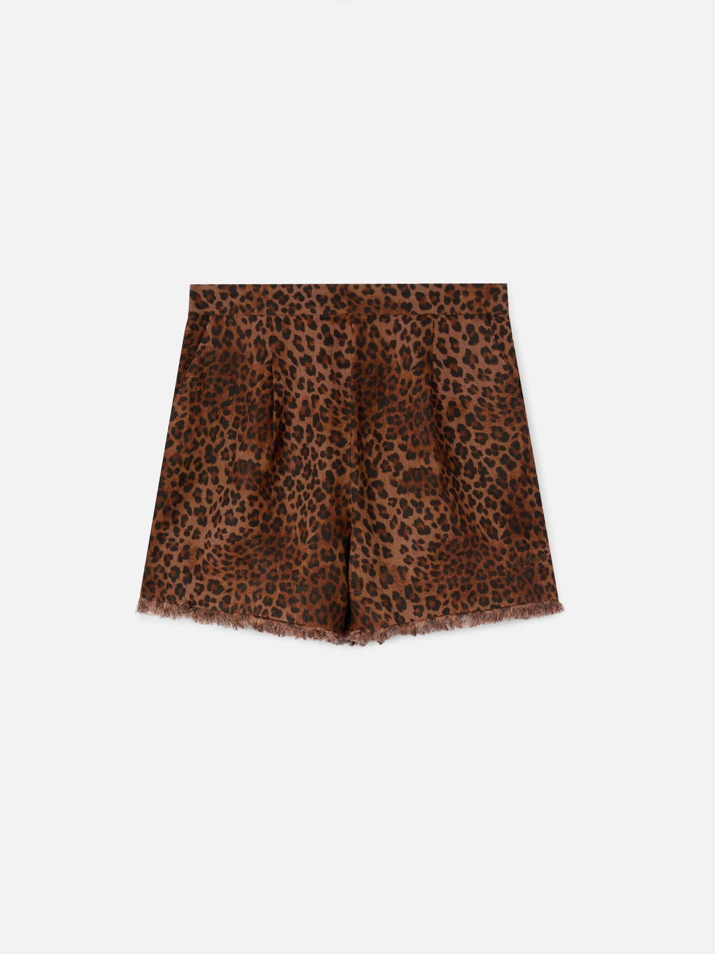 Shorts Amani in lino con stampa leopardata