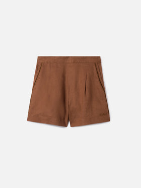 Brown Amani linen shorts