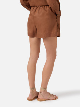 Brown Amani linen shorts