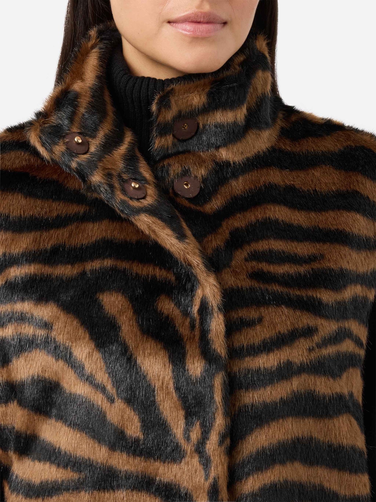 Ambre faux-fur gilet with zebra print