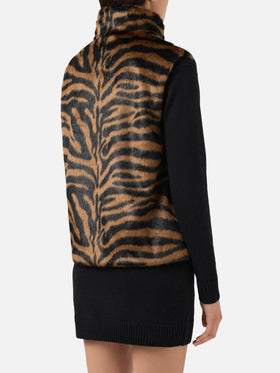 Ambre faux-fur gilet with zebra print