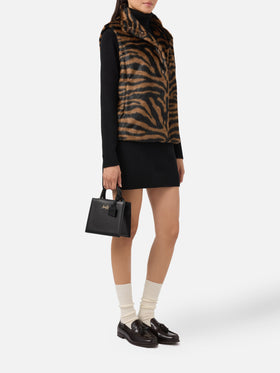 Ambre faux-fur gilet with zebra print