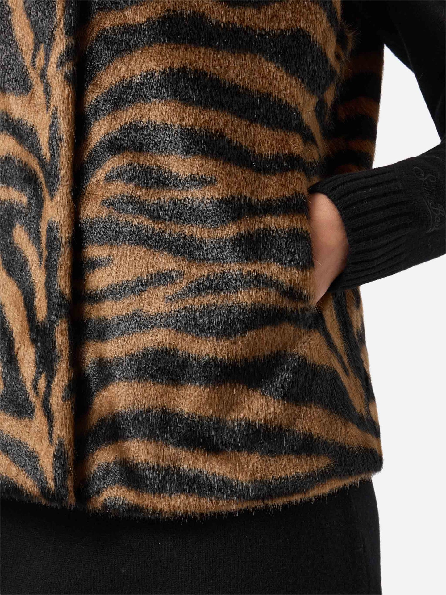 Ambre faux-fur gilet with zebra print