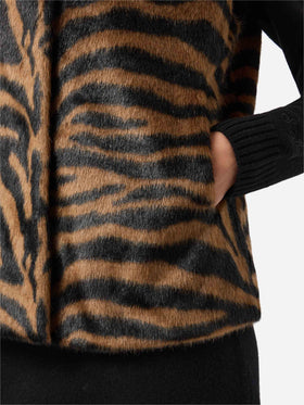 Ambre faux-fur gilet with zebra print