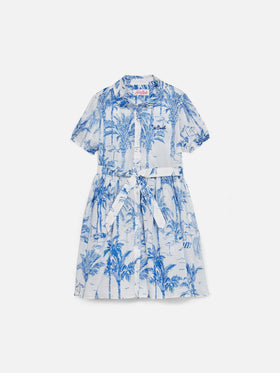 Girl cotton dress Anastasie Jr with toile de jouy print - MC2 Saint Barth