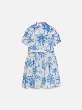 Girl cotton dress Anastasie Jr with toile de jouy print - MC2 Saint Barth