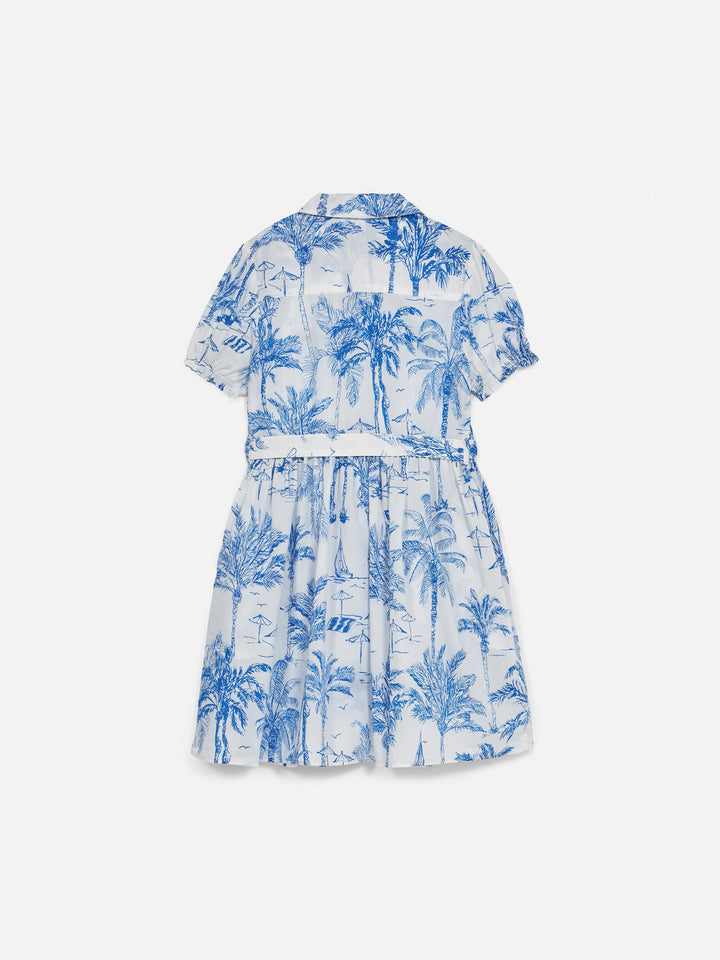 Girl cotton dress Anastasie Jr with toile de jouy print - MC2 Saint Barth