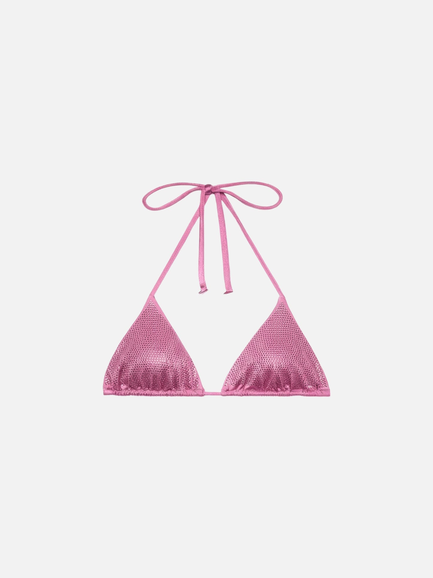Top bikini a triangolo scorrevole con strass rosa
