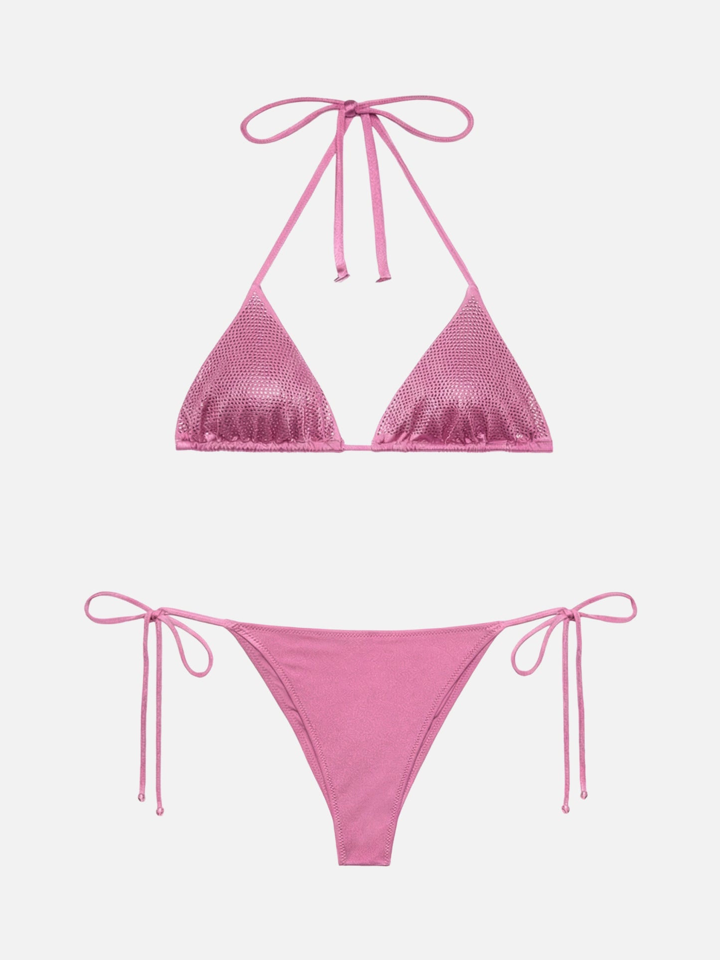 Bikini a triangolo scorrevole Annabelle Marielle con strass rosa