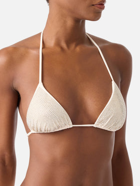 Haut de bikini triangle Annabelle Nude avec strass 