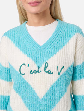 Jersey cropped Annecy Soft con motivo de rombos y escote en V 