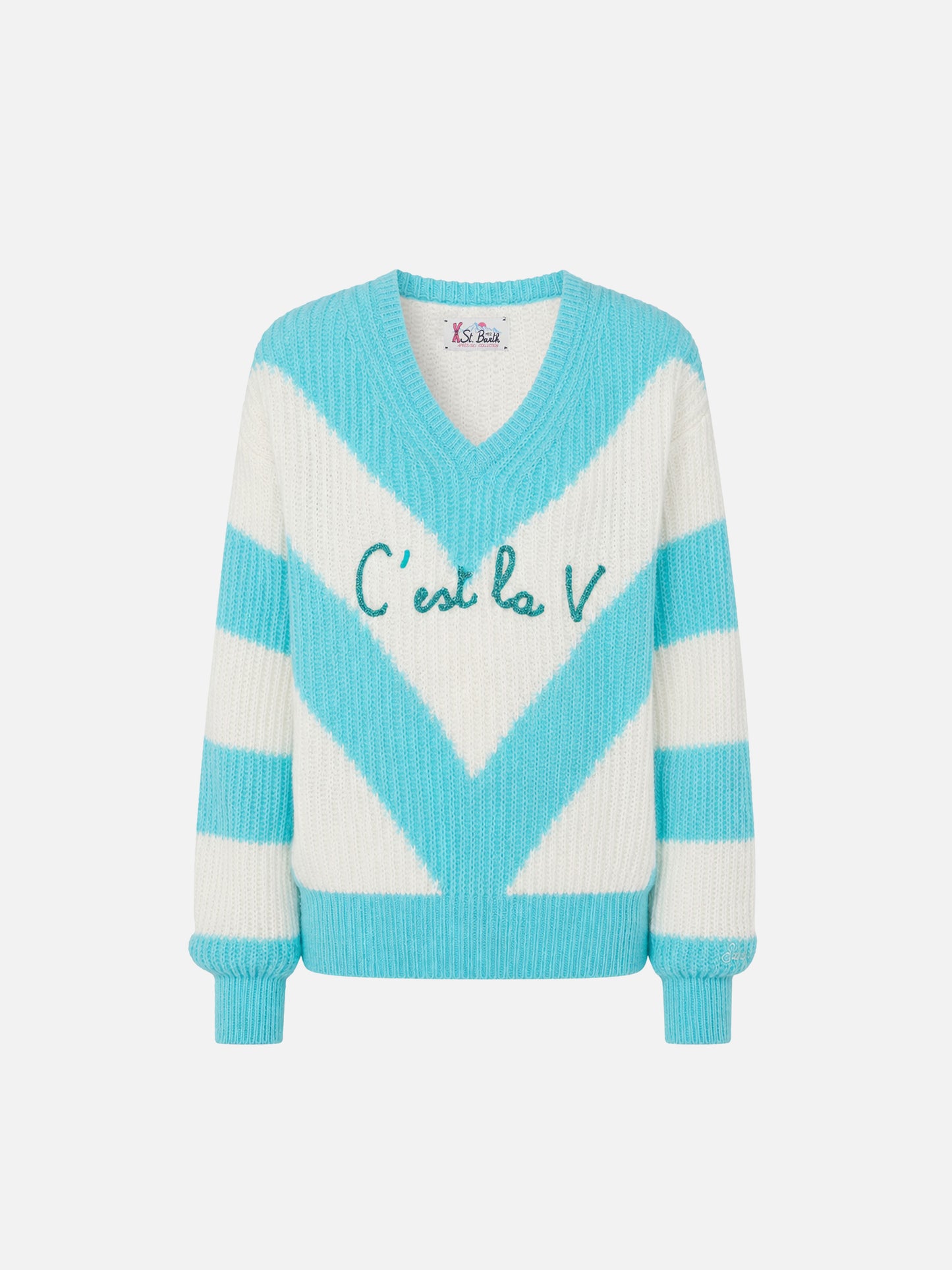 Jersey cropped Annecy Soft con motivo de rombos y escote en V 