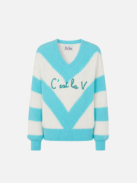 Jersey cropped Annecy Soft con motivo de rombos y escote en V 