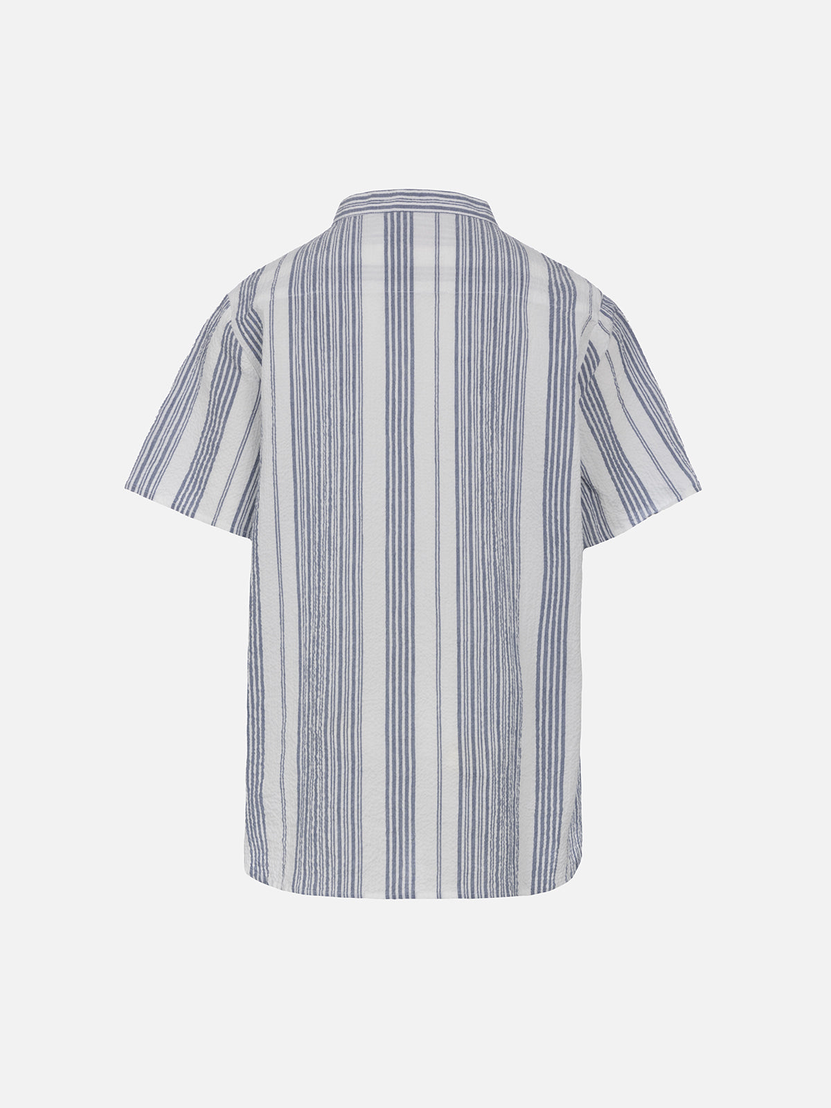 Boy short sleeved seersucker shirt with striped all over print - MC2 Saint Barth
