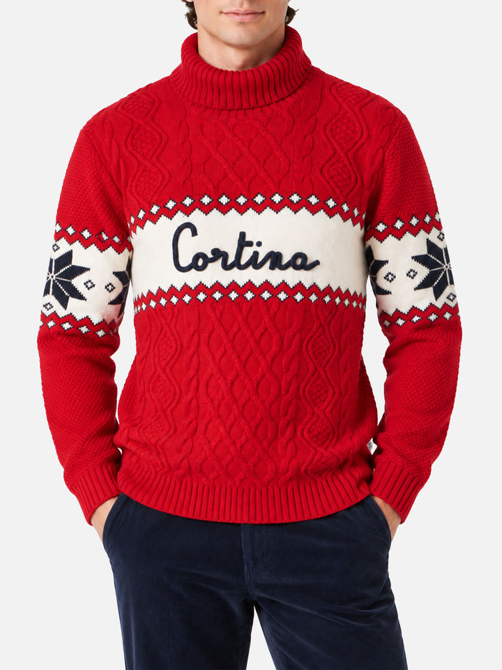 Maglione mezzo collo alto con scritta Cortina