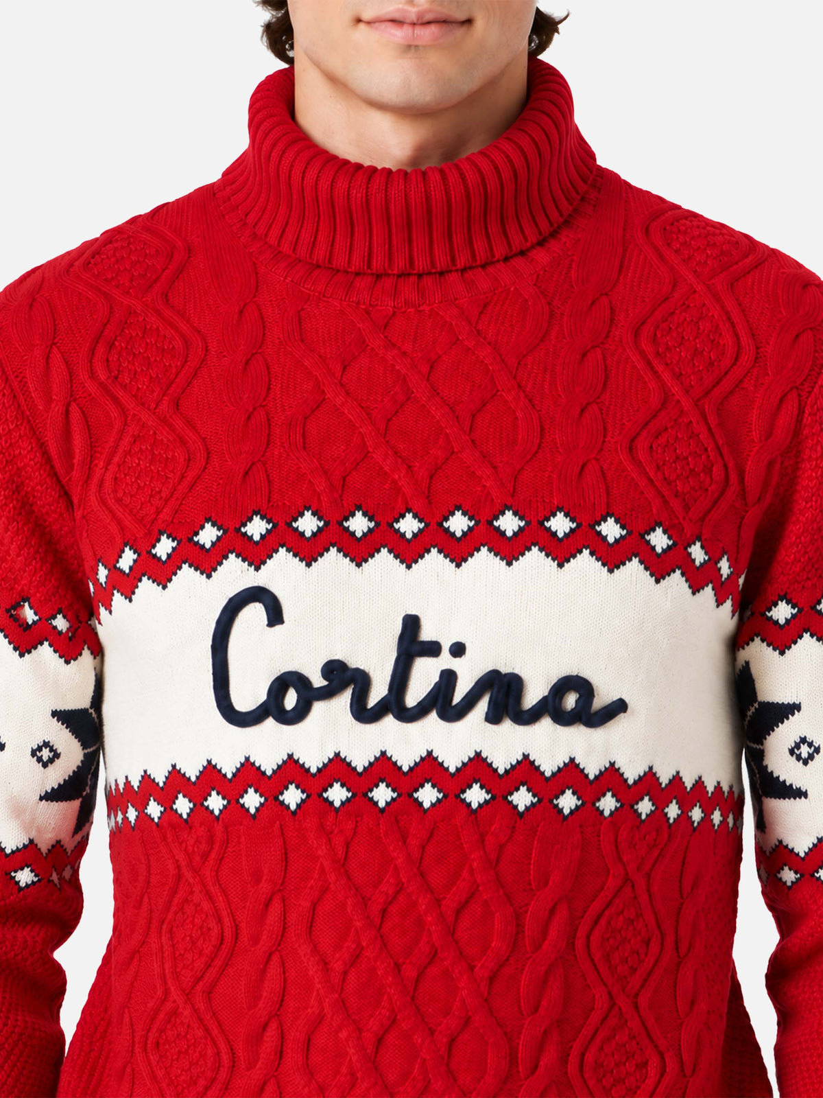 Maglia lupetto Anton rossa con lettering Cortina