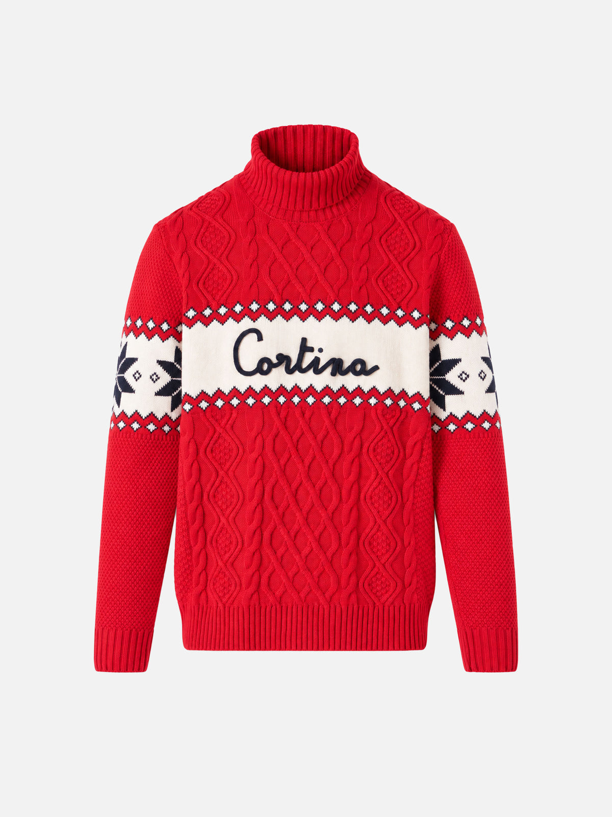 Maglia lupetto Anton rossa con lettering Cortina