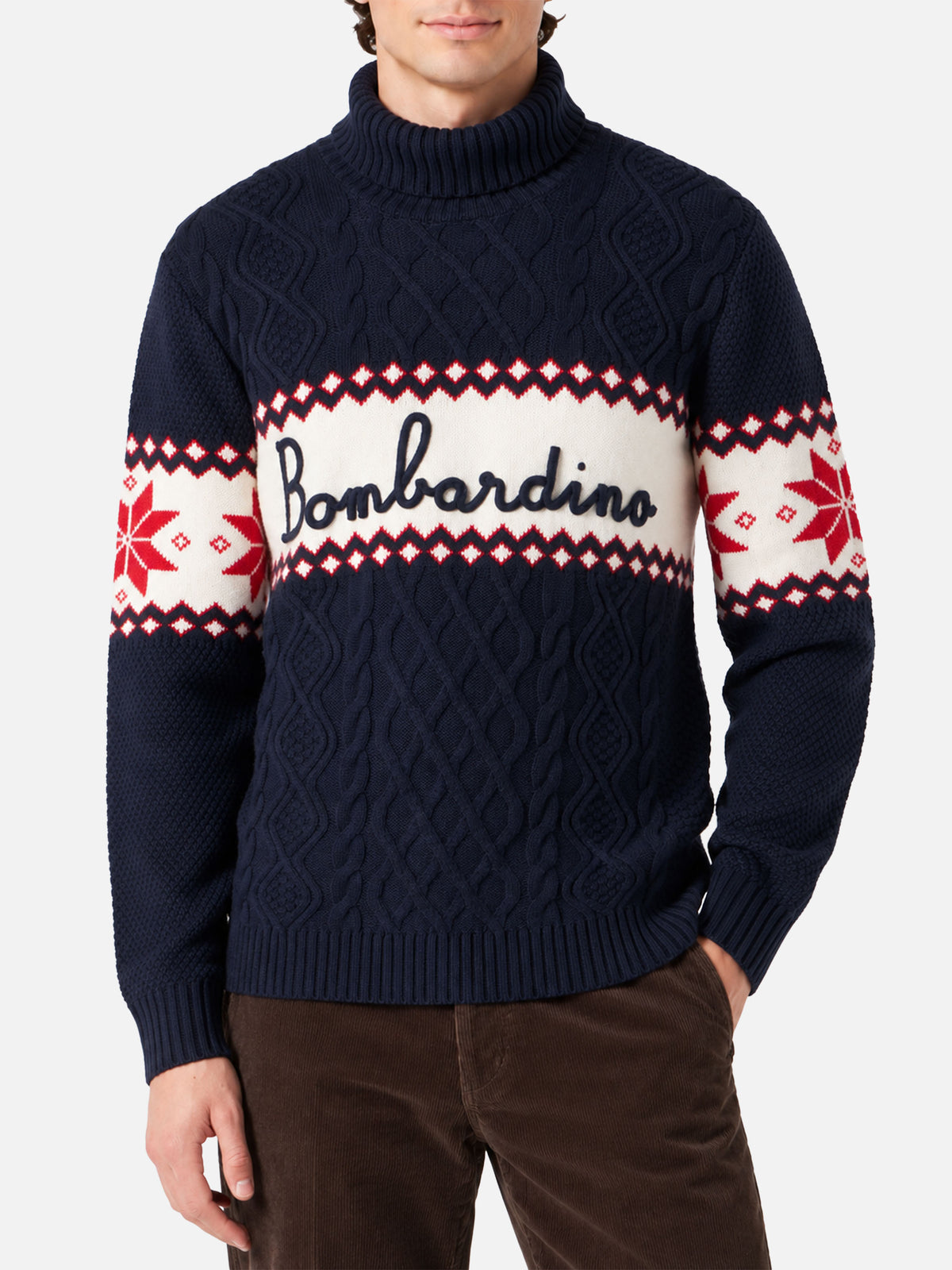 Pull à demi-col montant avec lettrage Bombardino 