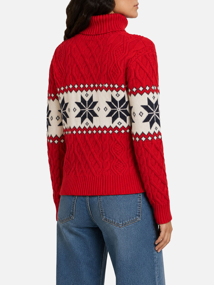 Suéter rojo de media cuello alto Anton con lettering Cortina 