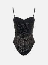 Costume intero da donna apolline nero con paillettes