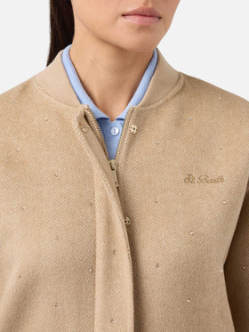 Adrien doppelseitige Fischgrät-Bomberjacke mit Strasssteinen