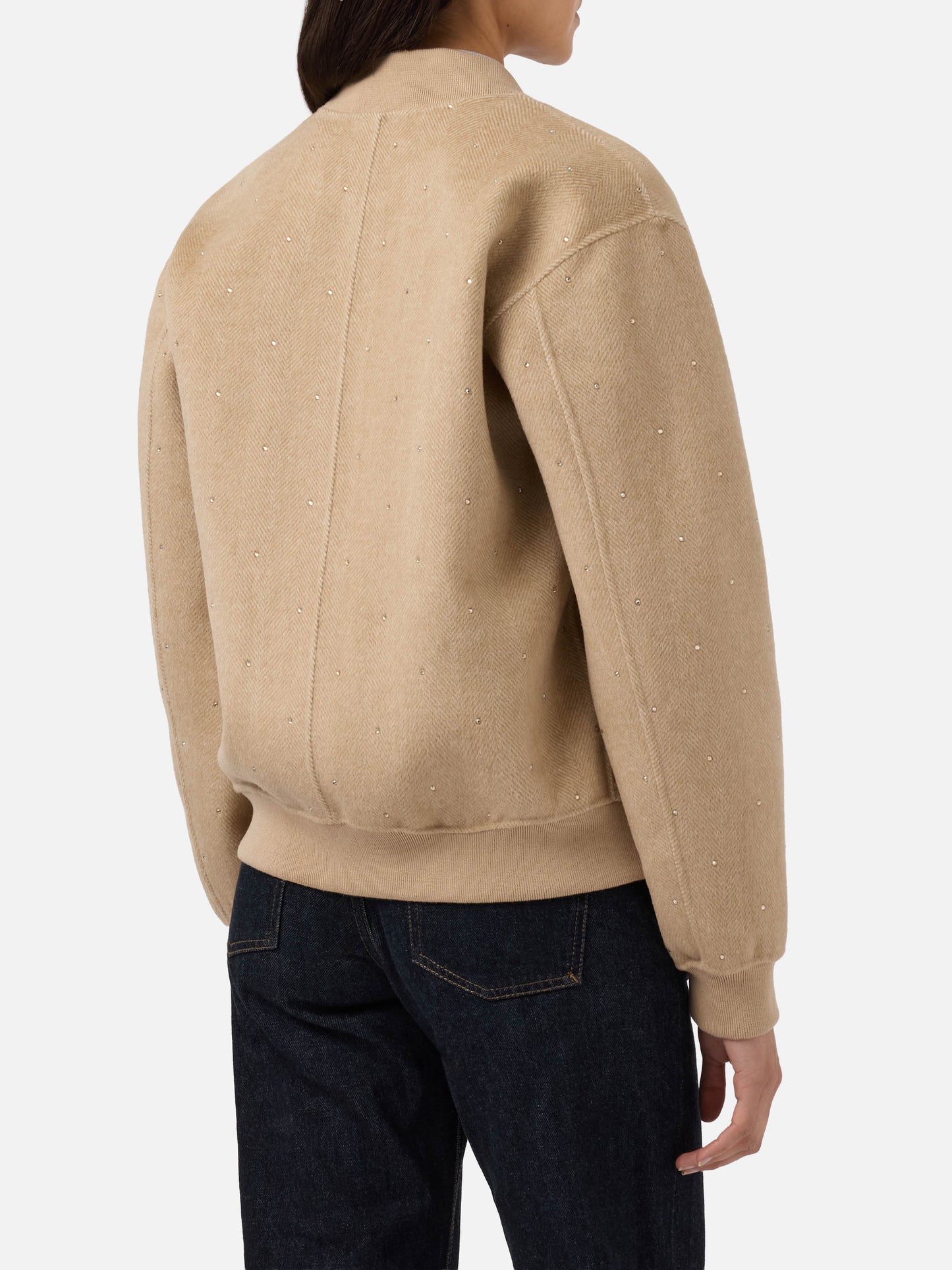 Adrien doppelseitige Fischgrät-Bomberjacke mit Strasssteinen