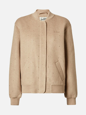 Adrien doppelseitige Fischgrät-Bomberjacke mit Strasssteinen