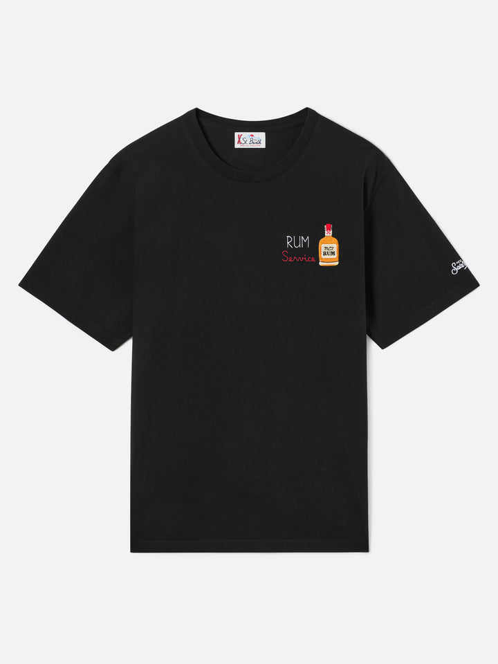 Camiseta de algodón negra Arnott con bordado Rum Service 
