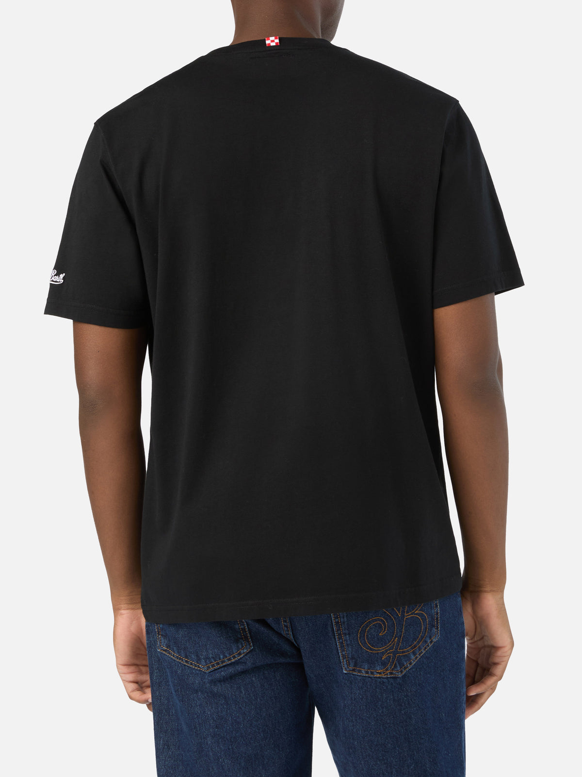 Black Arnott cotton t-shirt with Rum Service embroidery